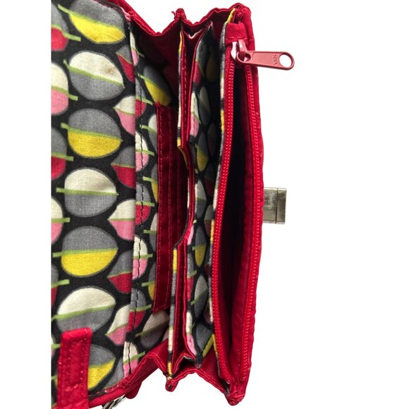 Vera Bradley Red Quilted Wristlet Wallet With Turnlock Closure - Picture 5 of 8